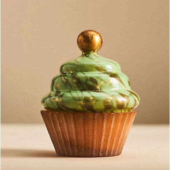 Anthropology Cupcake Gourmand Ginger Cookie Glass Candle / New No Box - Picture 1 of 9